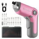 WORKPRO 3.6V Electric Cordless Rechargeable Screwdriver with Offset Driving Shaft, 22PCS Bits - Pink Ribbon
