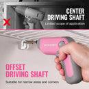 WORKPRO 3.6V Electric Cordless Rechargeable Screwdriver with Offset Driving Shaft, 22PCS Bits - Pink Ribbon
