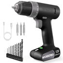 WORKPRO 12V Cordless Drill Set with Bits, 3/8" Keyless Chuck, 2-Speed, USB Type-C Charging Cable, Built-in LED Light, Compact for Home & DIY