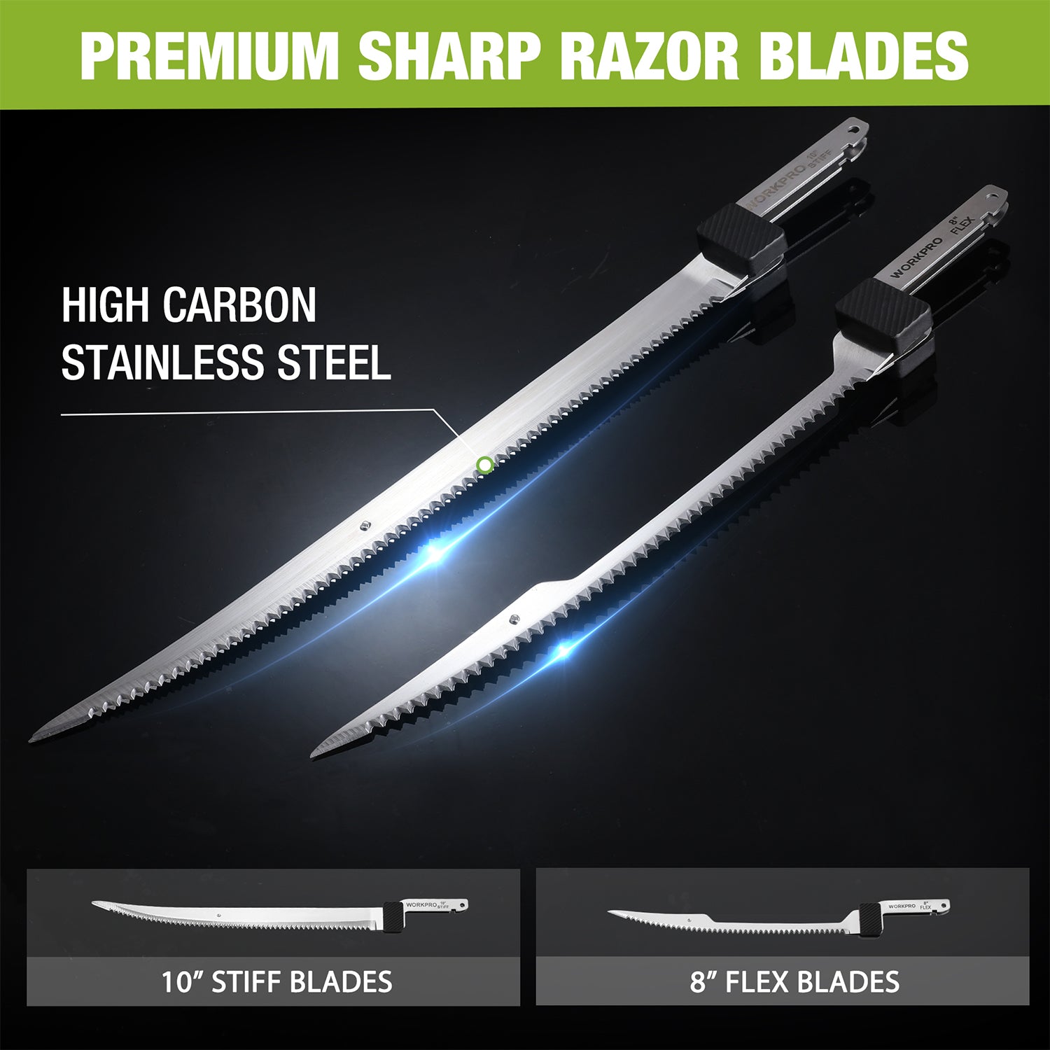Electric fillet knife with two serrated razor blades