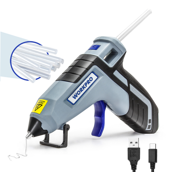 WORKPRO 3.6V Upgrade Cordless Less-drip Hot Glue Gun Kit with 20 Pcs Premium Mini Glue Sticks