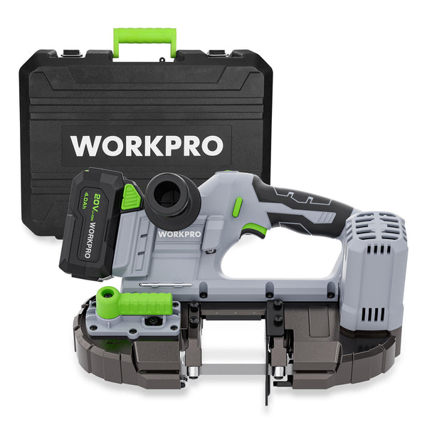 WORKPRO 20V Cordless Portable Band Saw for Cutting Metal with 3.75 Inch Cut Capacity & 6 Adjustable Speeds(370-670RPM, 324-587 SFPM)