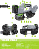 WORKPRO 20V Cordless Portable Band Saw for Cutting Metal with 3.75 Inch Cut Capacity & 6 Adjustable Speeds(370-670RPM, 324-587 SFPM)