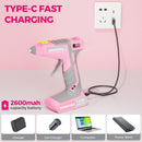 WORKPRO Pink Cordless Hot Melt Glue Gun, 7.2V Rechargeable Fast Preheating Glue Gun Kit with 20 Pc Premium Mini Glue Stick, Automatic-Power-Off Hot Glue Gun for Art, Craft, Decoration - Pink Ribbon