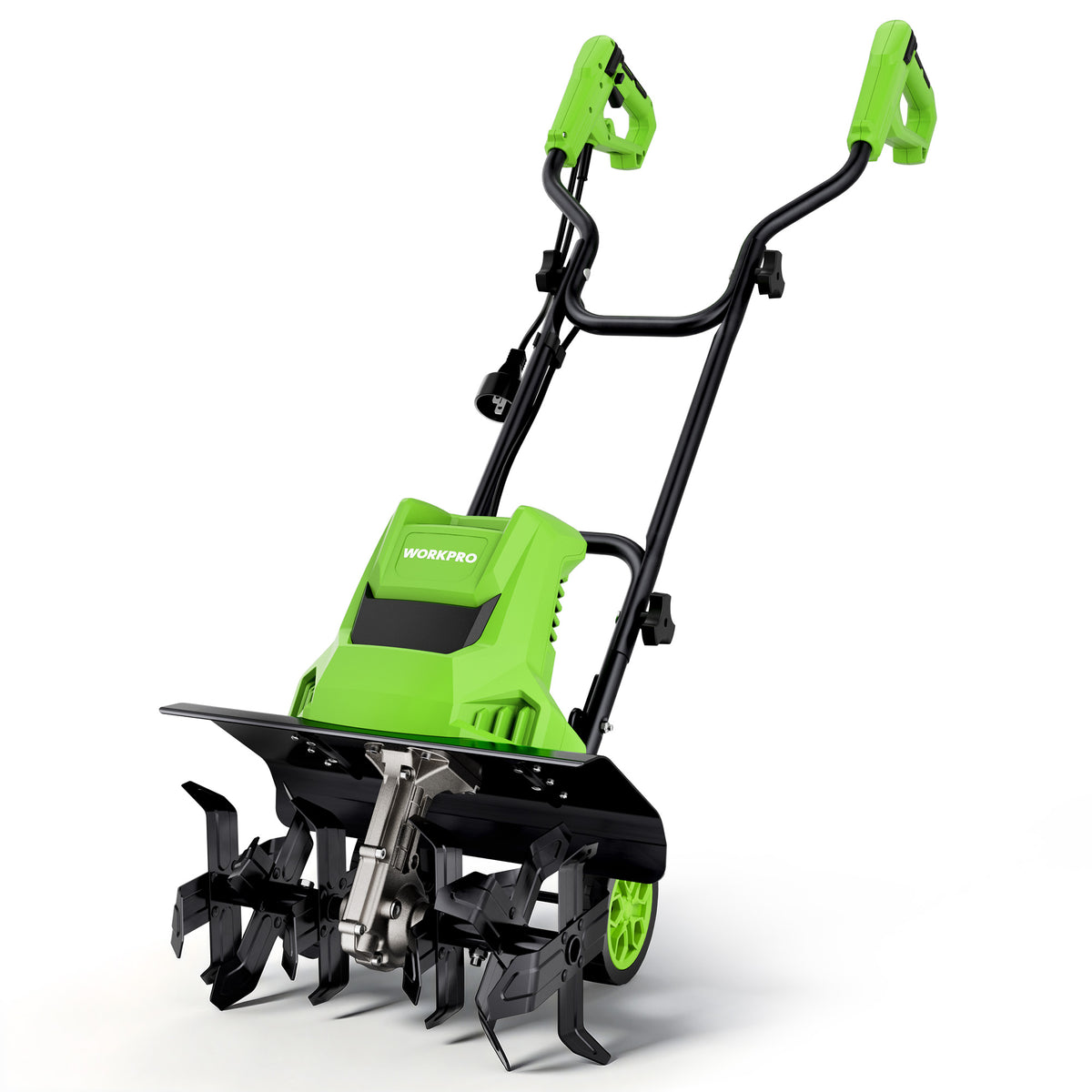 WORKPRO Corded Electric Garden Tiller & Cultivator, 16" Tilling Width & 8.7" Depth, 12.5A Corded Rototiller, 6 Steel Tines, 4-Position Adjustable Wheels, for Garden, Lawn & Flower Beds