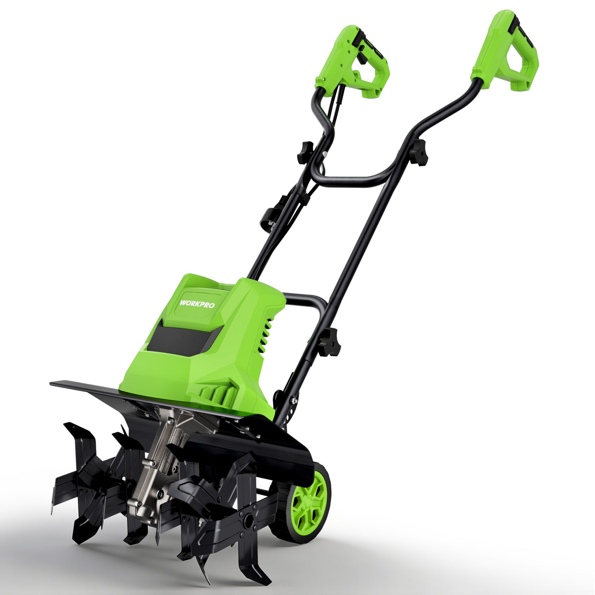 WORKPRO Corded Electric Garden Tiller & Cultivator, 16" Tilling Width & 8.7" Depth, 12.5A Corded Rototiller, 6 Steel Tines, 4-Position Adjustable Wheels, for Garden, Lawn & Flower Beds