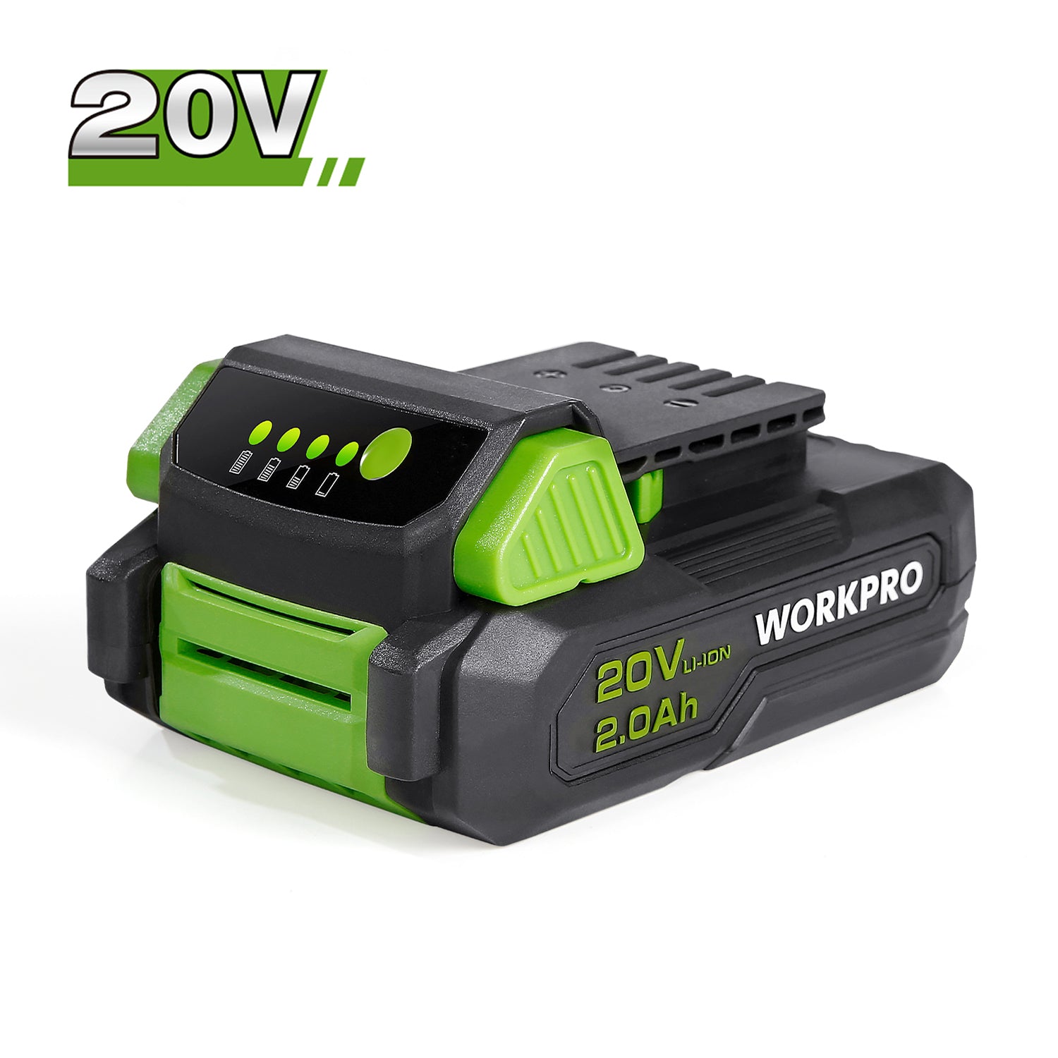 WORKPRO 20V 2.0Ah Lithium-ion Battery Pack innovation quality with 4 LED indicator lights, secure and durable