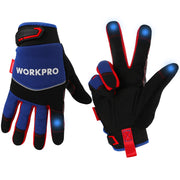 WORKPRO Safety Work Gloves, Mechanic Working Gloves for Men Women, Touch Screen, Terry Fabric, Non-Slip, , Blue, Medium (Pack of 1)