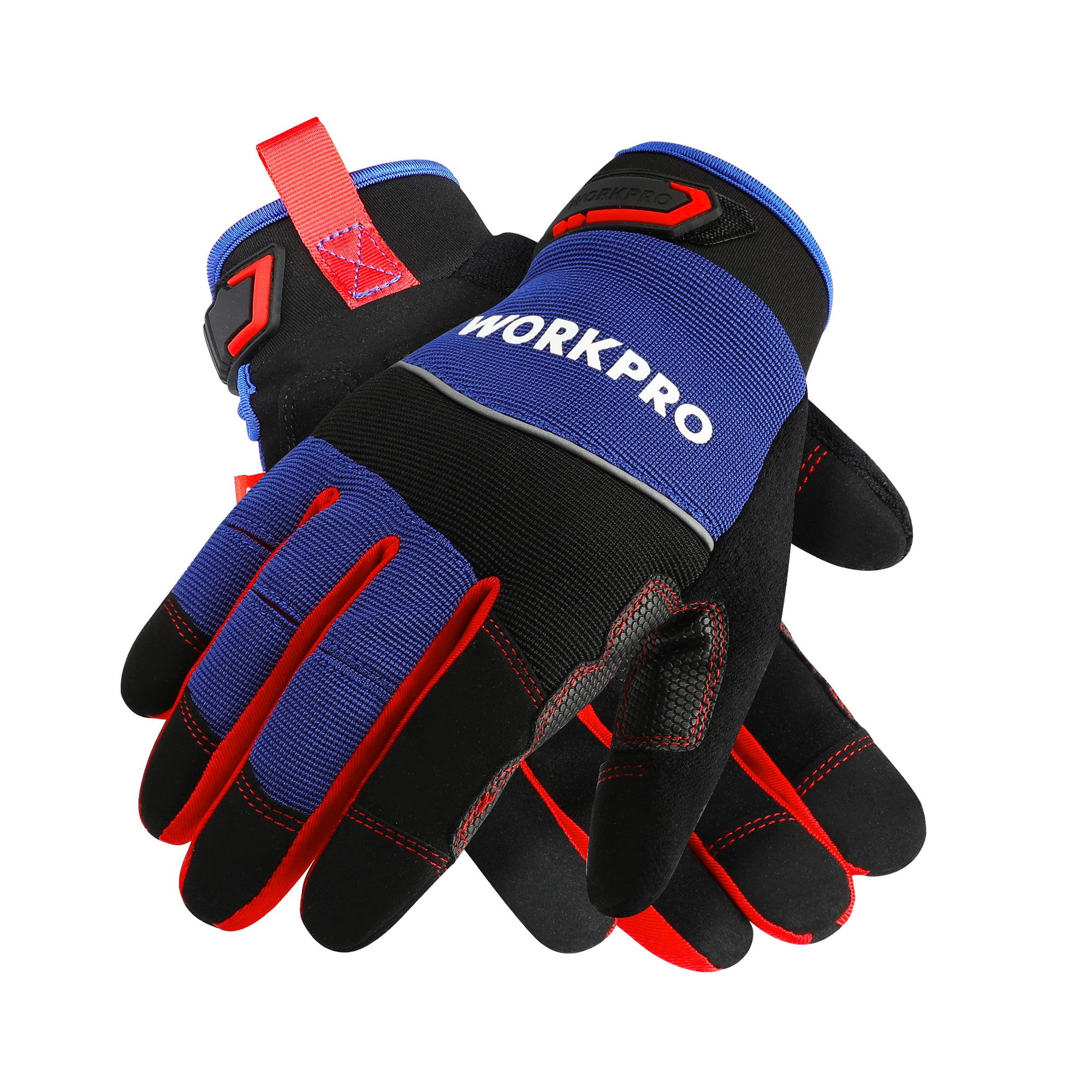 WORKPRO Safety Work Gloves, Mechanic Working Gloves for Men Women, Touch Screen, Terry Fabric, Non-Slip, , Blue, X-Large (Pack of 1)