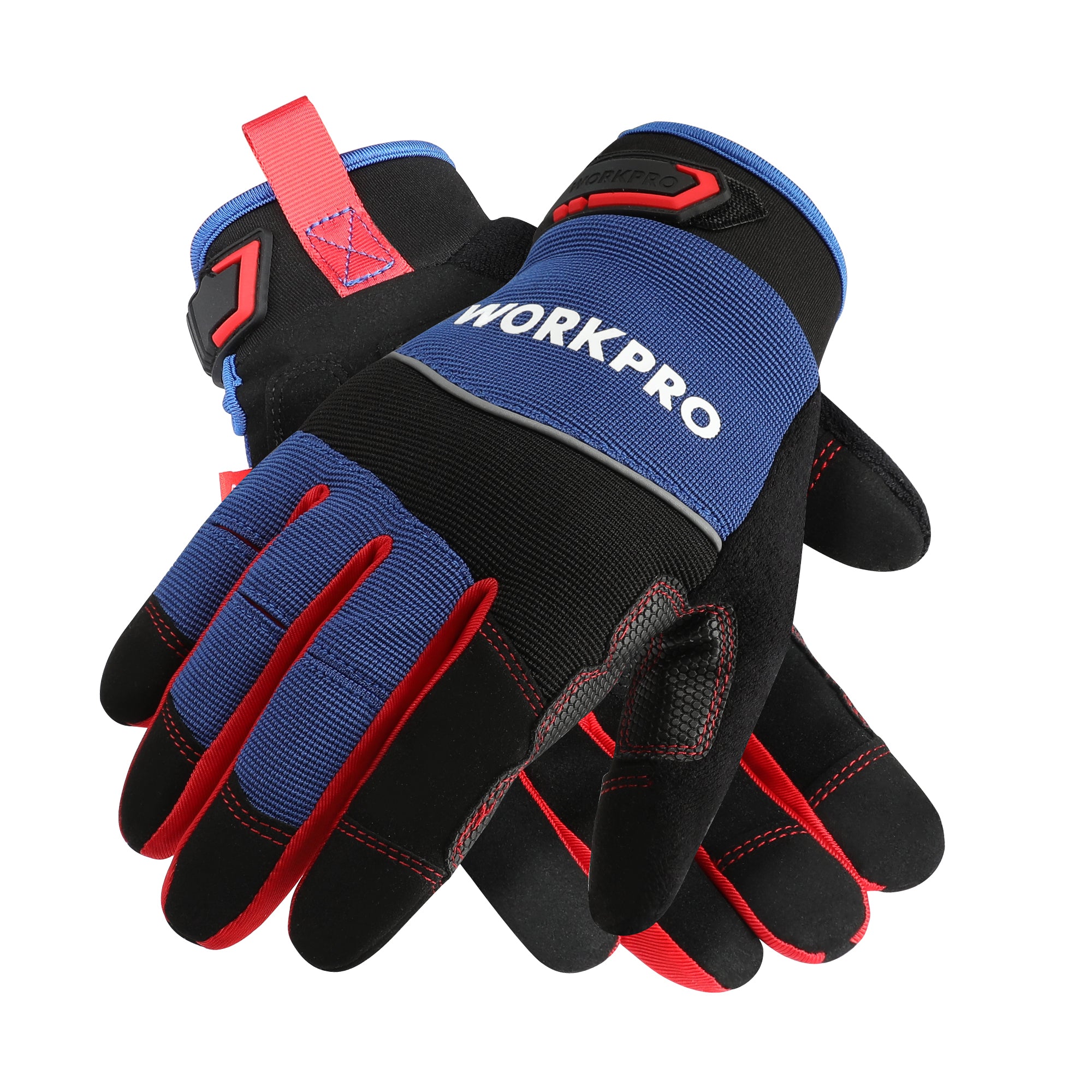 WORKPRO Safety Work Gloves, Mechanic Working Gloves for Men Women, Touch Screen, Terry Fabric, Non-Slip, , Blue, Medium (Pack of 1)