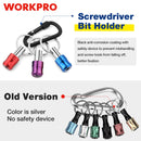 WORKPRO 1/4 inch Hex Shank Bit Holder, 3pcs Quick Release Drill Bit Holder Keychain for Impact Driver, Portable Screwdriver Bits Holder, Aluminum Alloy, Color Coded