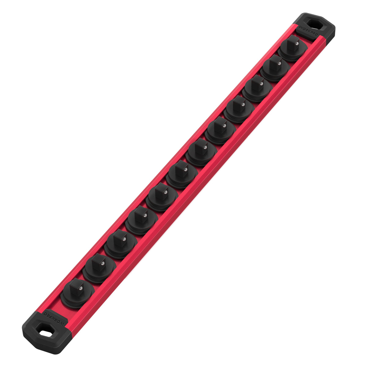 WORKPRO Magnetic Socket Organizer red aluminum alloy socket rail kit with 12 clips, innovation quality and secure
