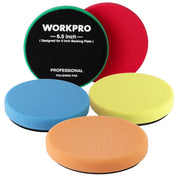 WORKPRO 6.5 inch buffing sponge pads, quality foam polishing pad set for car paint compounding