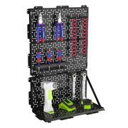 WORKPRO 16”x 16” Metal Peg Board, Foldable Black Pegboard for Wall Organization, Steel Panel with Round Holes & Vertical Slots, Ideal Tool Organizer in Office and Craft Room, 2 Pack