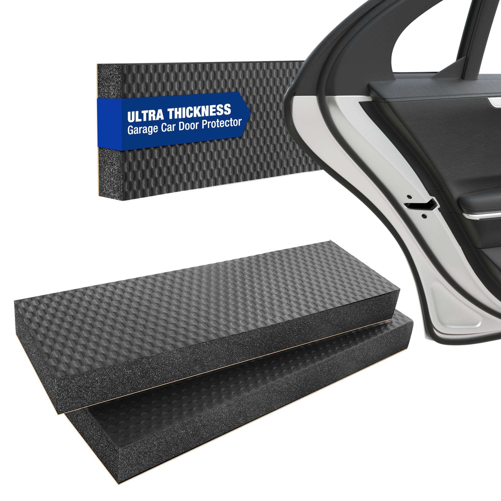 WORKPRO Garage Car Door Protector in black with innovation, quality, and secure mesh fabric adhesive backing