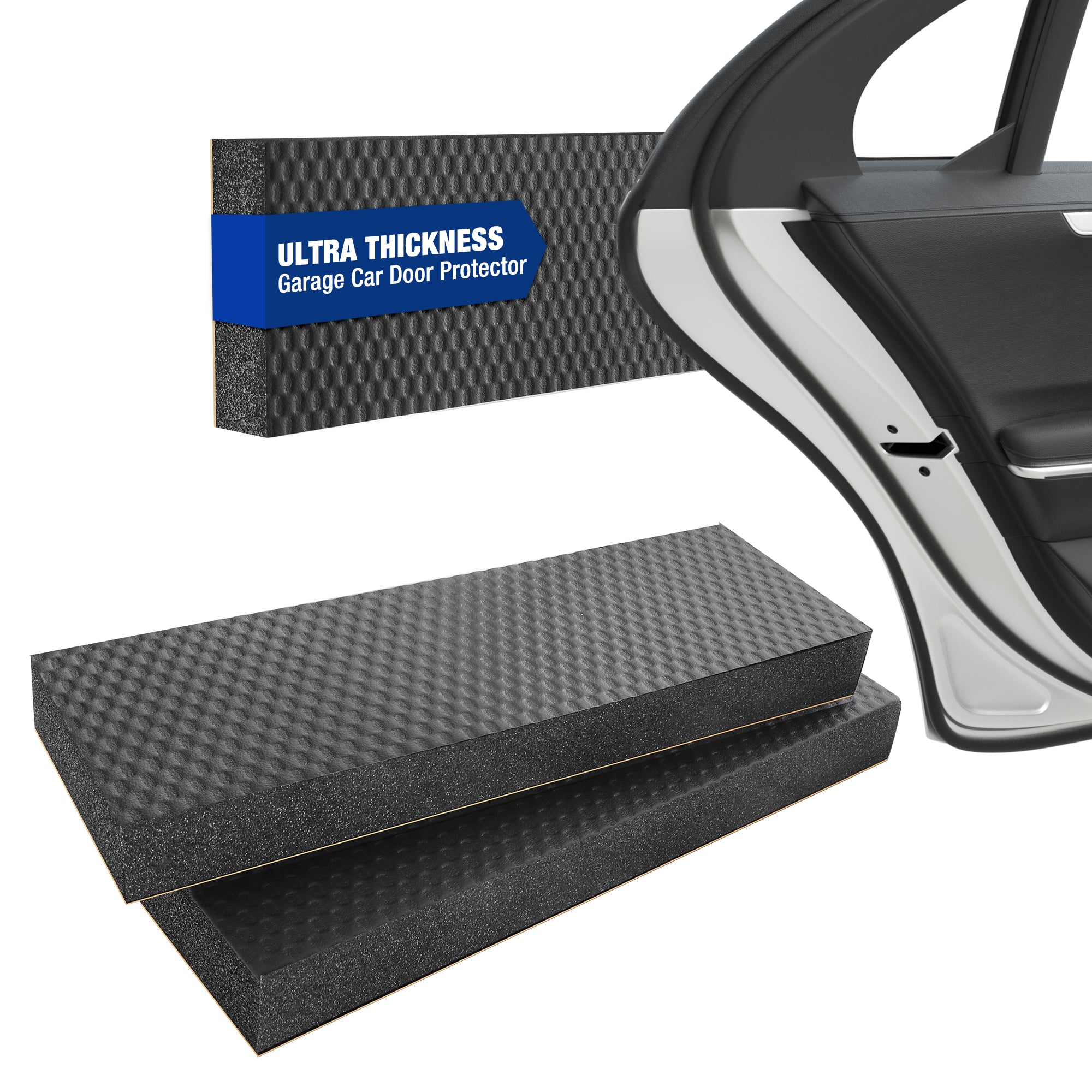 WORKPRO Garage Car Door Protector, 2 Pack Garage Wall Protector | 1.18” Ultra Thickness and Mesh Fabric Adhesive, Resilient NBR Foam Car Door Bumper Guards for Collision Protection