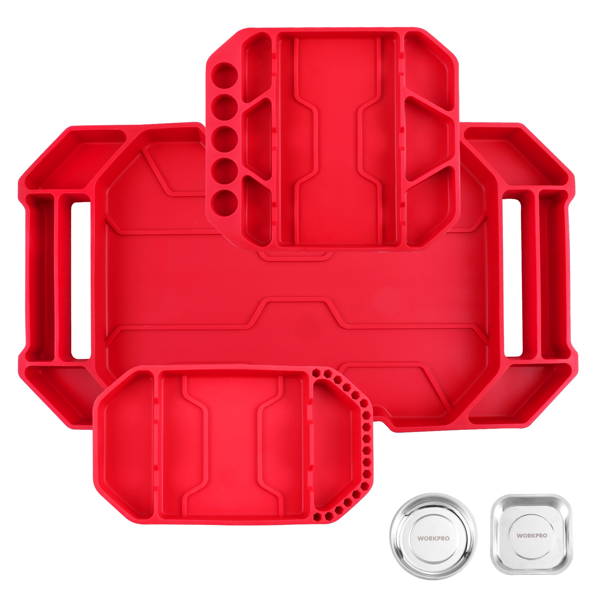 WORKPRO 5-Piece Non-Slip Tool Tray Set red plastic tool storage with innovation quality and secure durable design