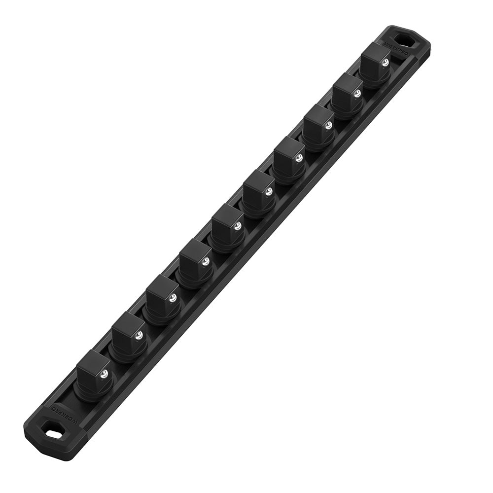 WORKPRO Magnetic Socket Organizer magnetic socket rail in black with durable rotatable movable clips for garage storage