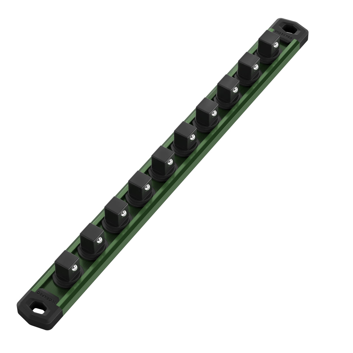 WORKPRO Magnetic Socket Organizer, 1 2 inch drive green rail with innovation quality secure durable clips