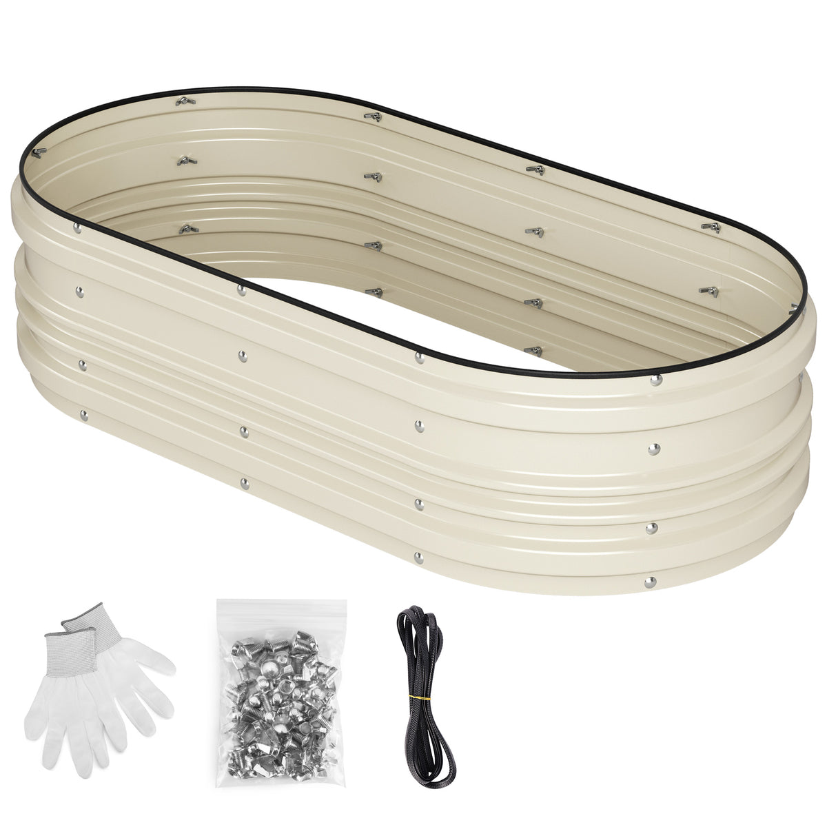 WORKPRO 4x2x1ft Galvanized Raised Garden Bed Set, Rust & Corrosion Protection, Easy Assembly, Safe Edge, Ideal for Vegetables & Flowers, White, 1 Pc