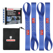 WORKPRO Soft Loop Tie Down Straps (4-Pack), 1.6" x 17", 5000 lbs Breaking Strength, Heavy Duty with Soft Loop Ends for Securing Motorcycles, ATVs, UTVs, Kayaks, Dirt Bikes - Blue
