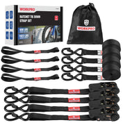 WORKPRO ratchet tie down straps black polyester with secure durable zinc plated ratchet mechanism, innovation quality