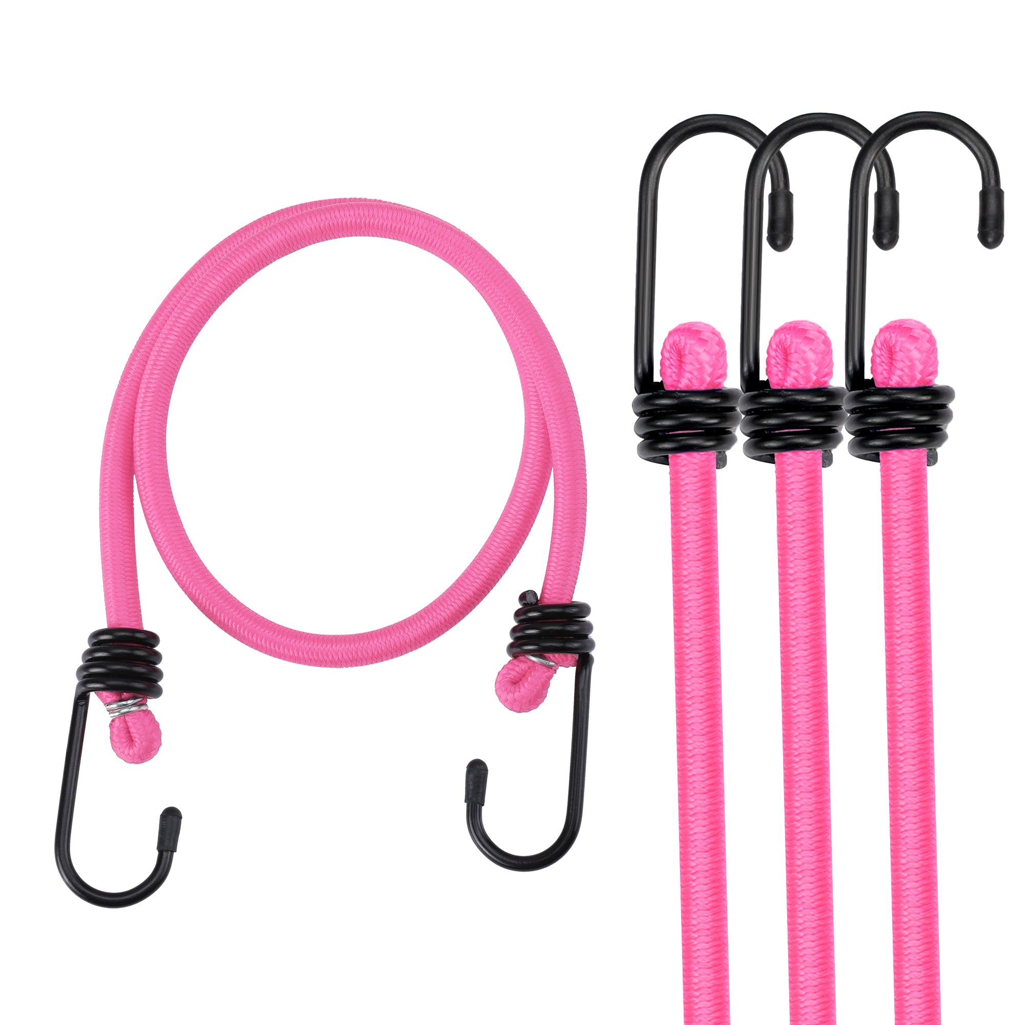 WORKPRO 24 inch bungee cord with hooks in pink and black, innovation quality high-quality secure durable convenient