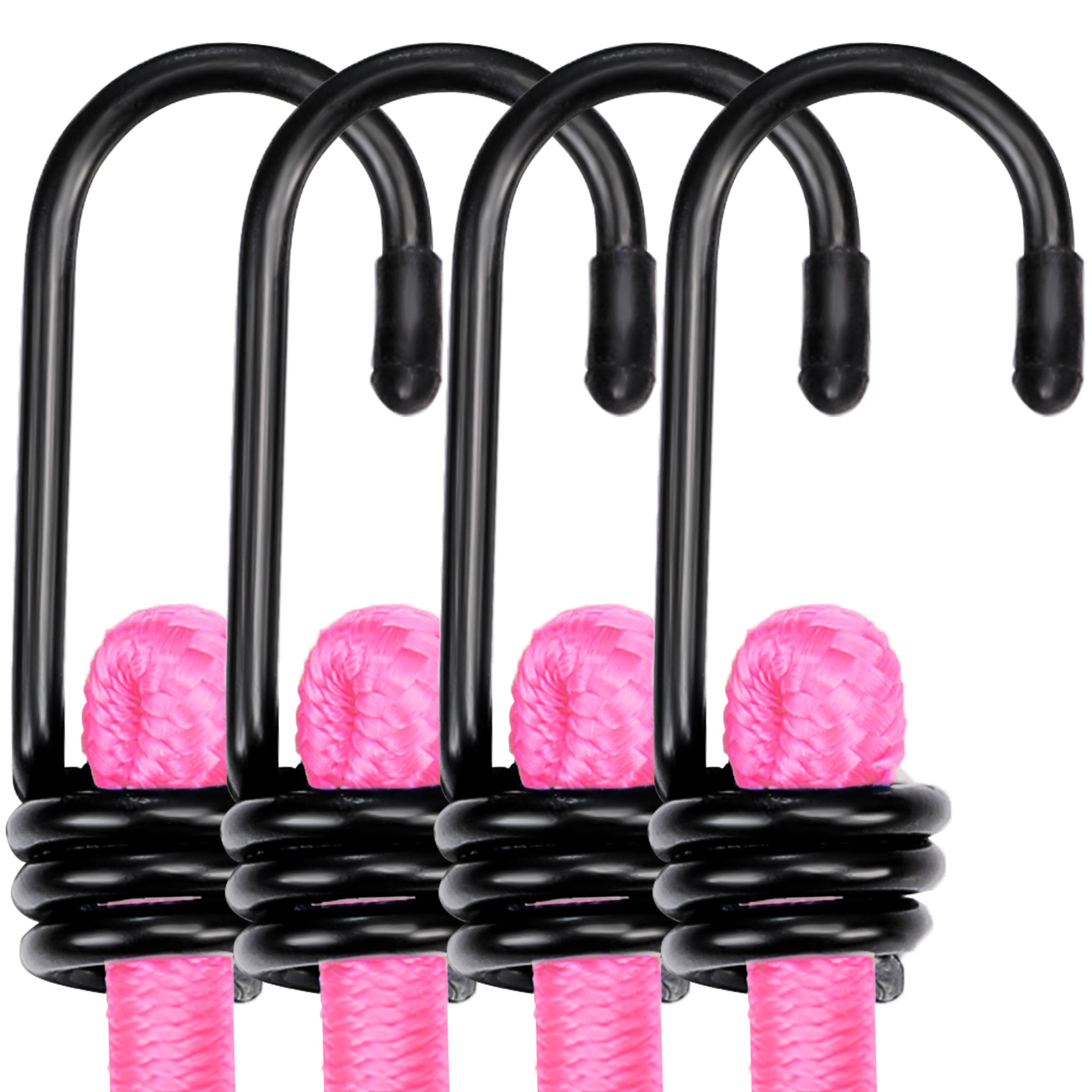 WORKPRO 24 inch bungee cord with hooks, black rubber straps and pink bungee loops, durable secure quality