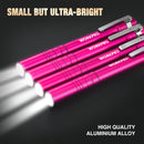 WORKPRO Pink LED Aluminum Pen Light, Pocket Flashlight with Clip, 8AAA Batteries Include (4-Pack) - Pink Ribbon