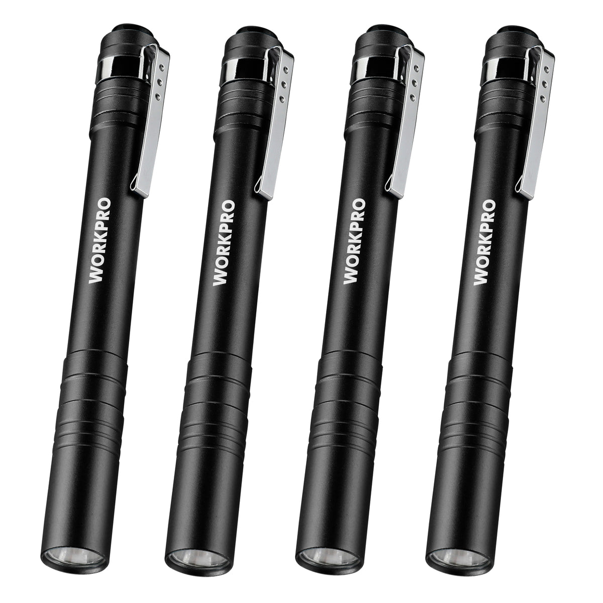 WORKPRO LED Pen Light black anodized machined aluminum flashlight with innovation, quality, secure clip