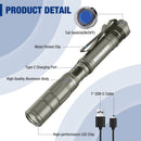 WORKPRO Mini Flashlight Pen Light, Rechargeable Pocket Penlight with Ultra-Compact EDC Flashlight, Memory Function and USB C Cable Included, Gray