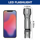 WORKPRO 1200 Lumens Rechargeable Tactical Flashlight, EDC Mini Pocket Light with Zoom Focus, 7 Modes, Battery Included, Gray