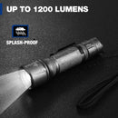 WORKPRO 1200 Lumens Rechargeable Tactical Flashlight, EDC Mini Pocket Light with Zoom Focus, 7 Modes, Battery Included, Gray