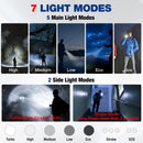 WORKPRO 1200 Lumens Rechargeable Tactical Flashlight, EDC Mini Pocket Light with Zoom Focus, 7 Modes, Battery Included, Gray