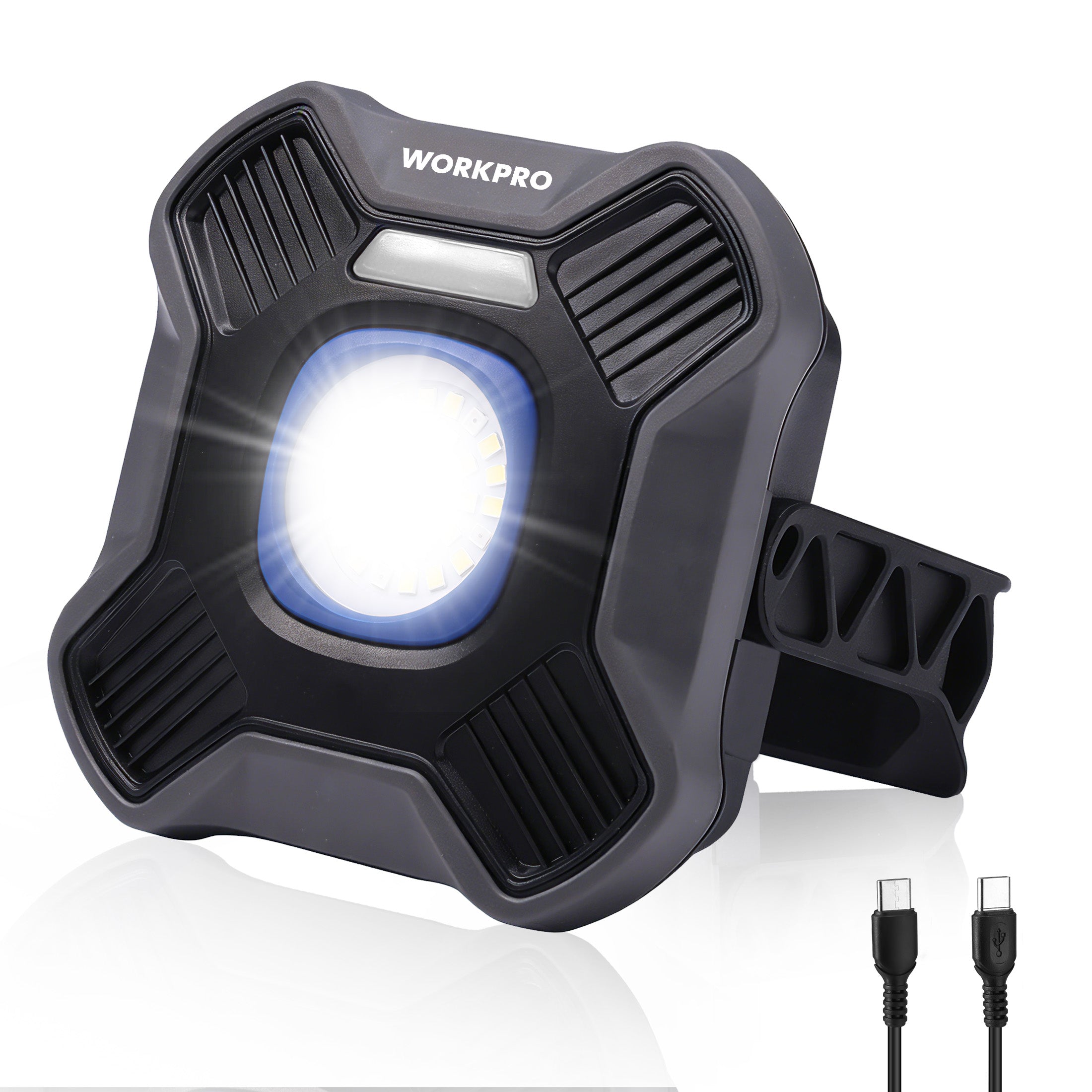 WORKPRO 2000LM Rechargeable Multi-function LED Work Light, 4000mAh Portable Light with 5 Modes, Magnetic Base, Hook and Tripod Mount, USB Rechargeable for Workshop, DIY and Emergency