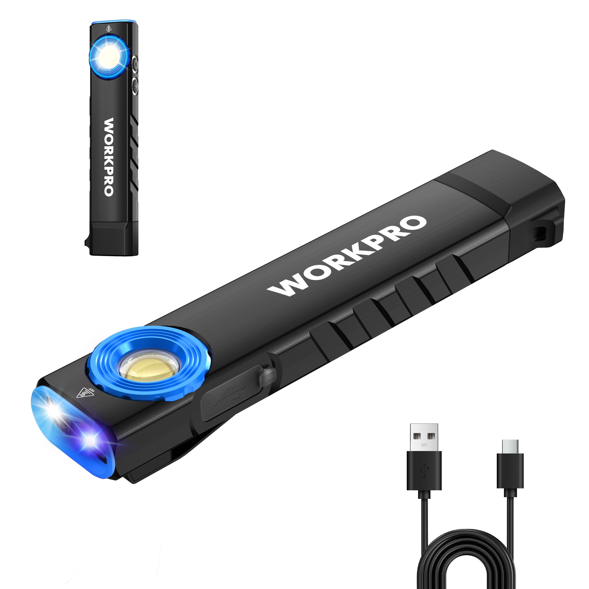 WORKPRO Rechargeable Flashlight magnetic EDC flashlight black with innovation quality and secure durable design