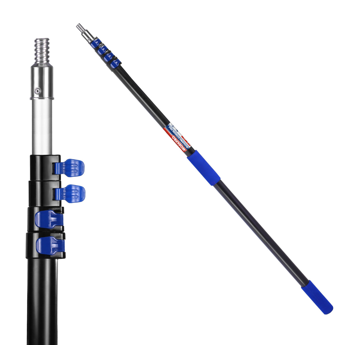 WORKPRO 20FT Pole, 5-20FT for Painting, Cleaning and Tree Trimming | Sturdy Aluminum, Flip-Lock, 3/4" Thread, Reach 2nd-Story Windows, High Ceilings and Tree Branches, Portable