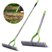 WORKPRO Thatch Rake, 15-Inch Thatching Rake for Lawns with 5FT Handle | Heavy Duty Dethatcher Rakes with Adjustable Head for Removing Dead Grass and Clippings, Loosening Soil