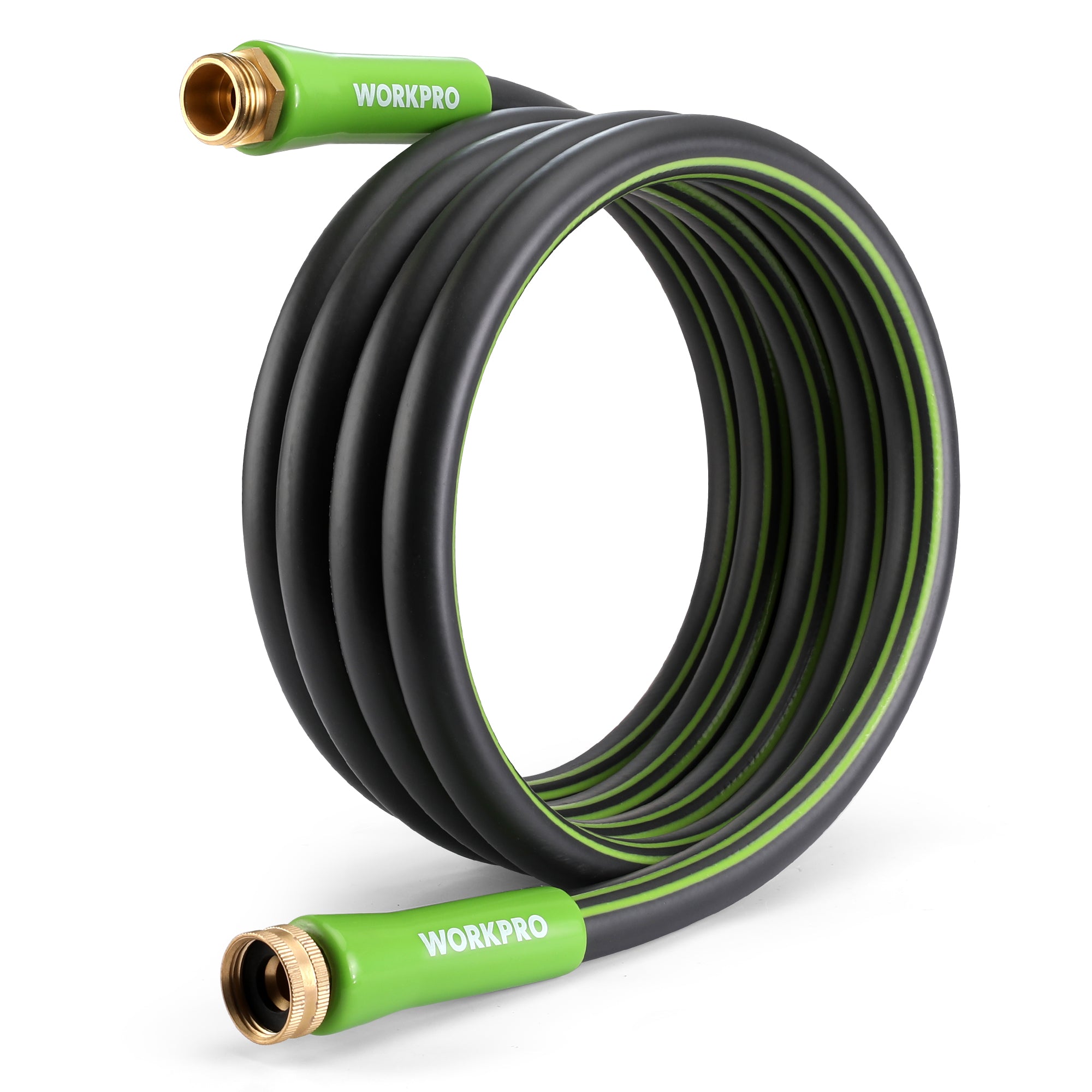 WORKPRO Garden Hose 5/8" x 10FT, Heavy Duty | Flexible & Lightweight, 360° Rotation Handle, 3/4" GHT Brass Fittings, for Lawn, Garden, Yard & Car Wash