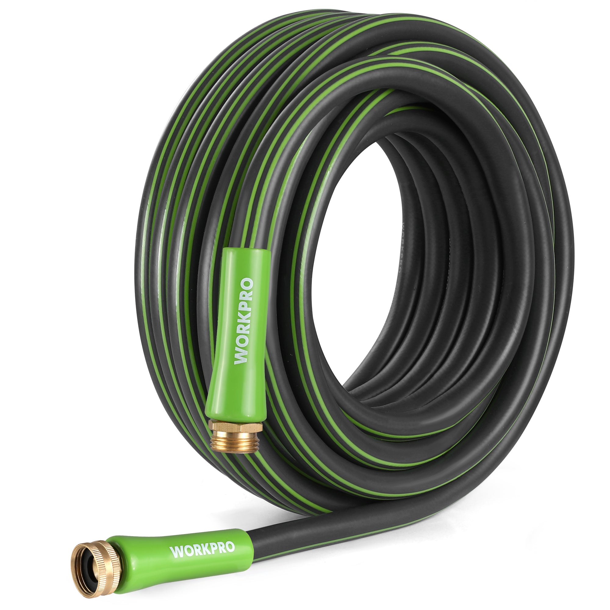 WORKPRO Garden Hose 5/8" x 50FT, Heavy Duty | Flexible & Lightweight, Rotary Handle, 3/4" GHT Brass Fittings, All-Weather Outdoor, for Lawn, Garden, Yard & Car Wash
