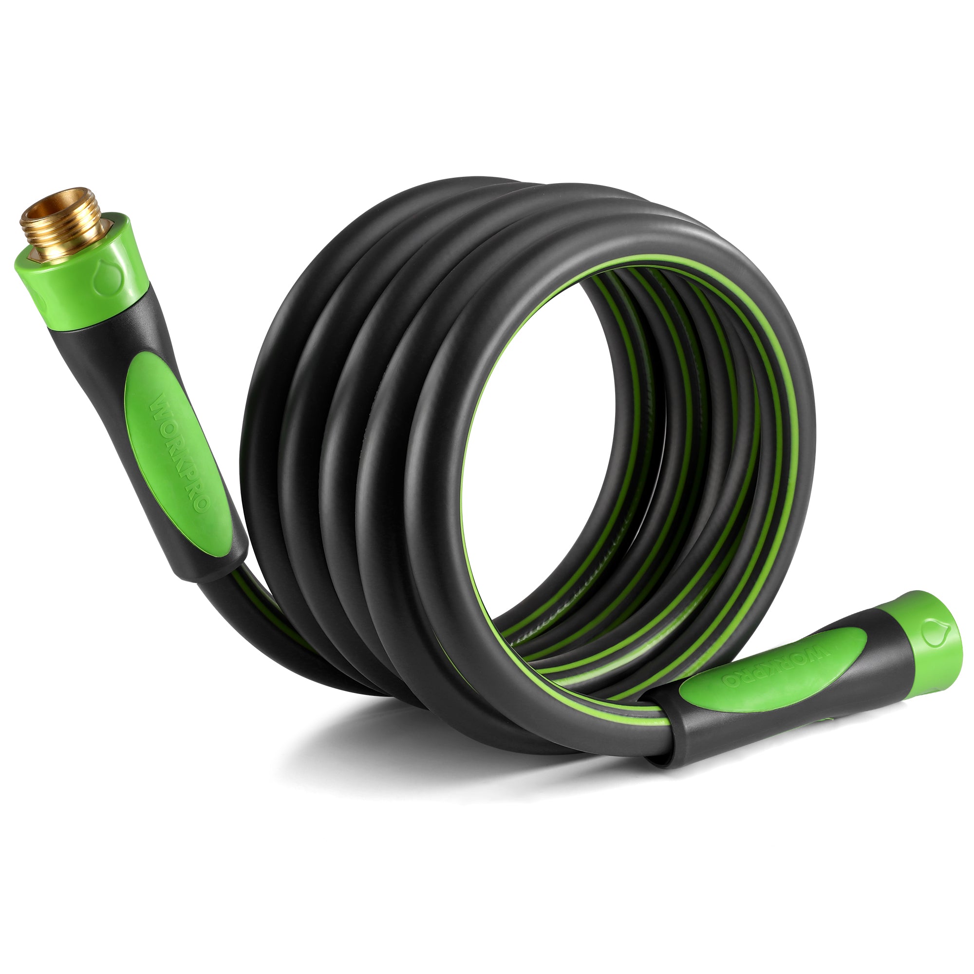 WORKPRO Garden Hose 5/8" x 10FT, Heavy Duty | Flexible & Lightweight, 360° Rotation Handle, 3/4" GHT Brass Fittings, for Lawn, Garden, Yard & Car Wash
