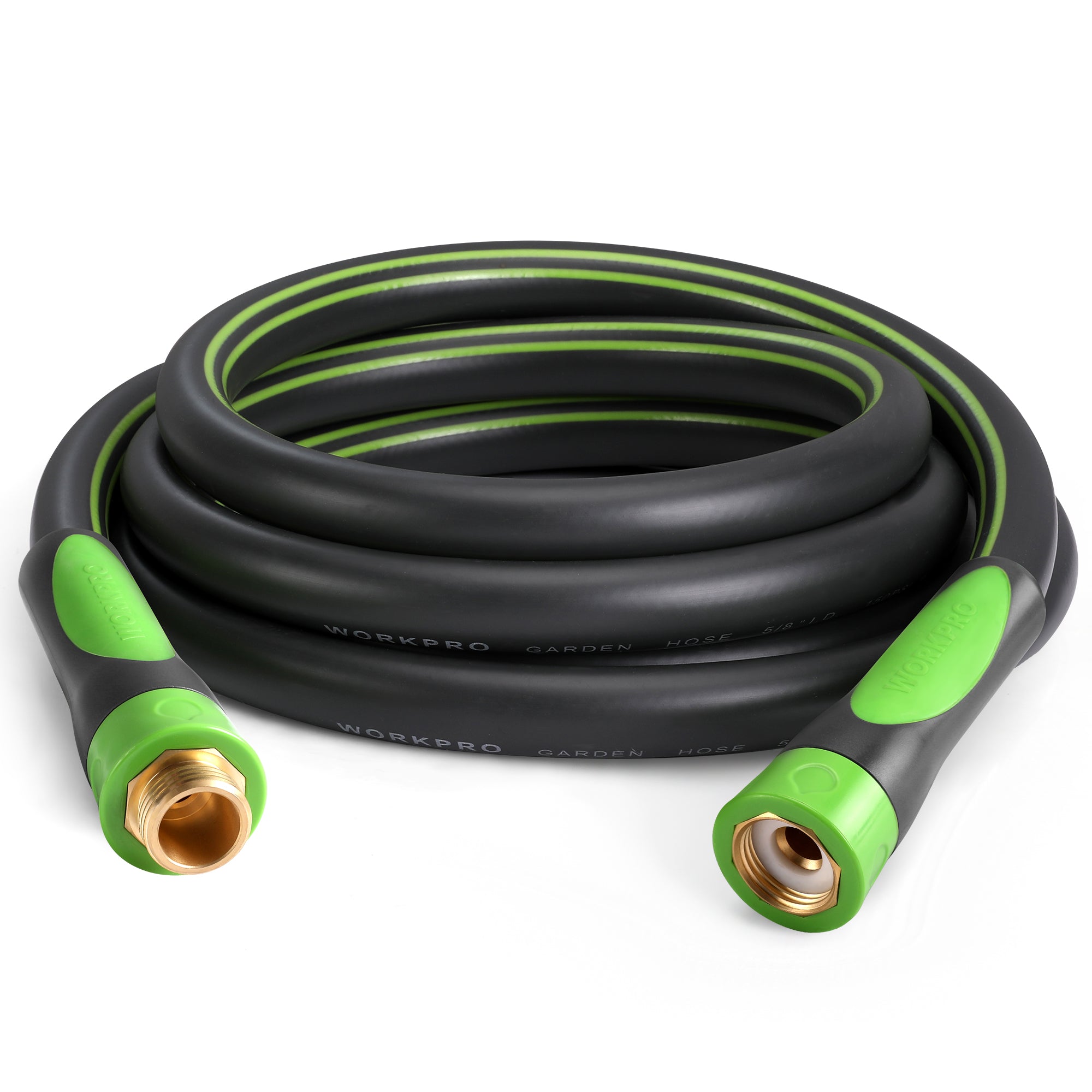 WORKPRO Garden Hose 5/8" x 10FT, Heavy Duty | Flexible & Lightweight, 360° Rotation Handle, 3/4" GHT Brass Fittings, for Lawn, Garden, Yard & Car Wash