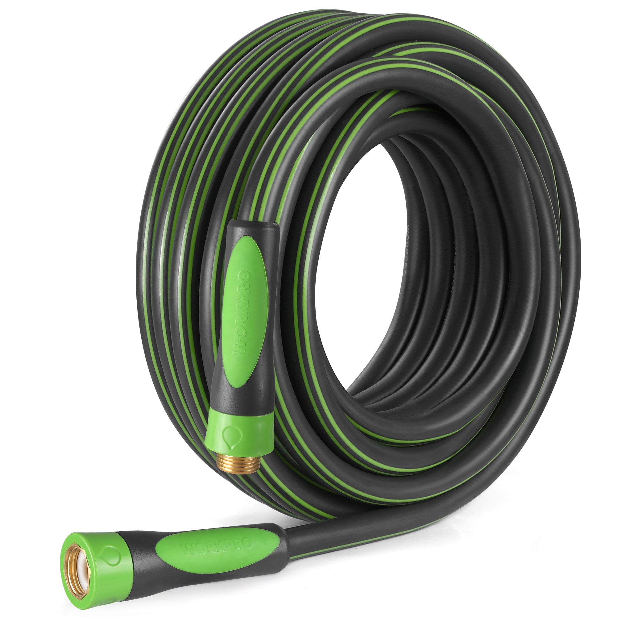 WORKPRO Garden Hose 5/8" x 50FT, Heavy Duty | Flexible & Lightweight, 360° Bi-Material Rotation Handle, 3/4" GHT Brass Fittings, for Lawn, Garden, Yard & Car Wash