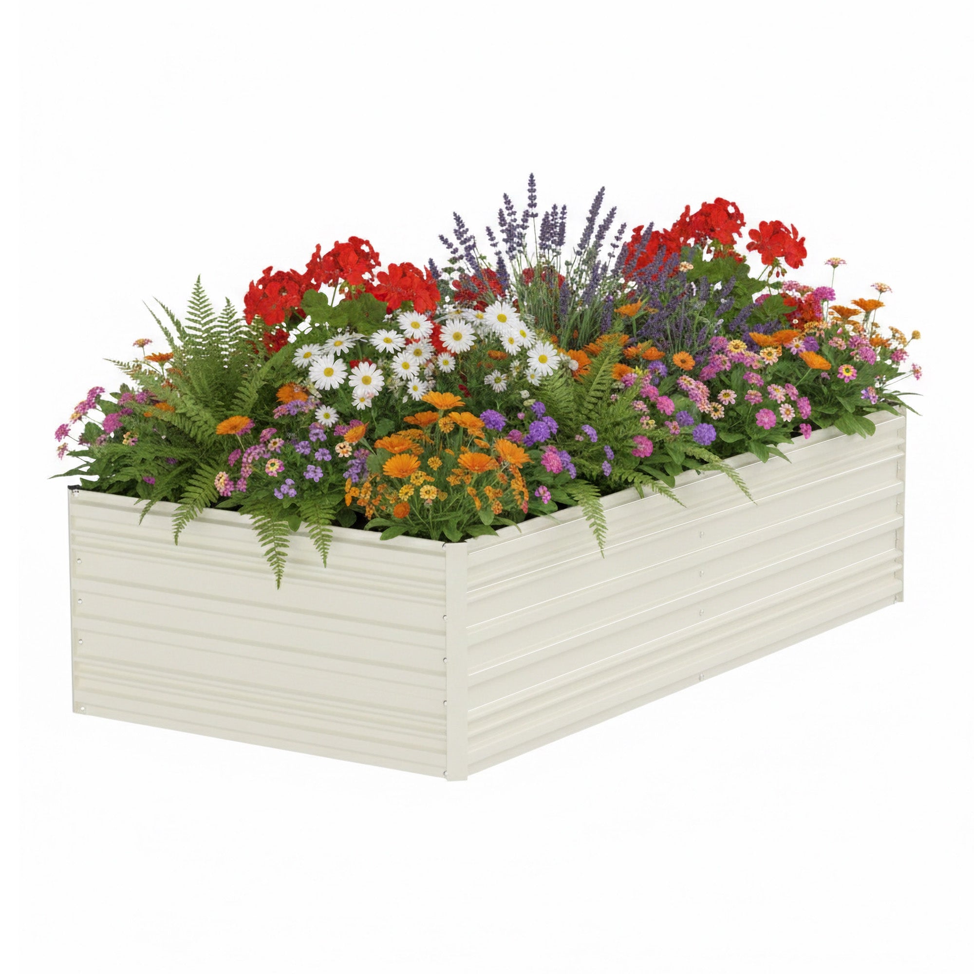 WORKPRO 7.5x4x2ft Light Green Square Metal Raised Garden Bed, White