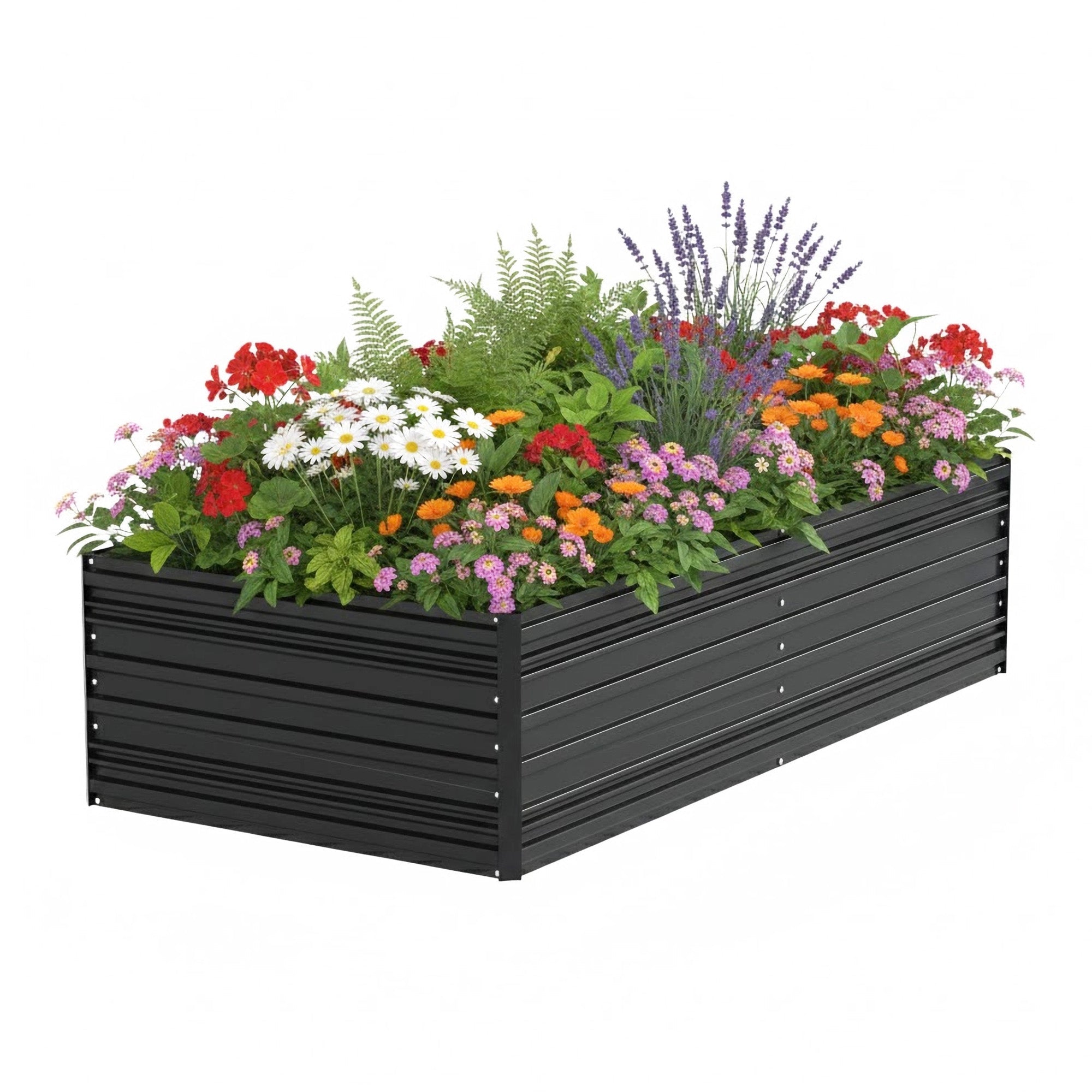 WORKPRO 7.5x4x2ft Light Green Square Metal Raised Garden Bed, Black