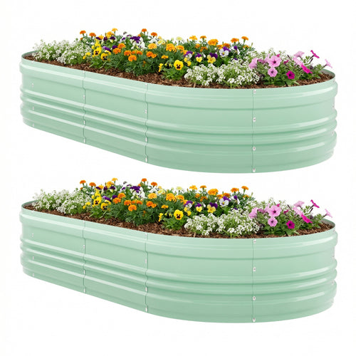 WORKPRO 2PK 8x4x1ft Outdoor Galvanized Raised Garden Bed, Easy Assembly Planter Raised Beds for Vegetable, Flowers, Herbs