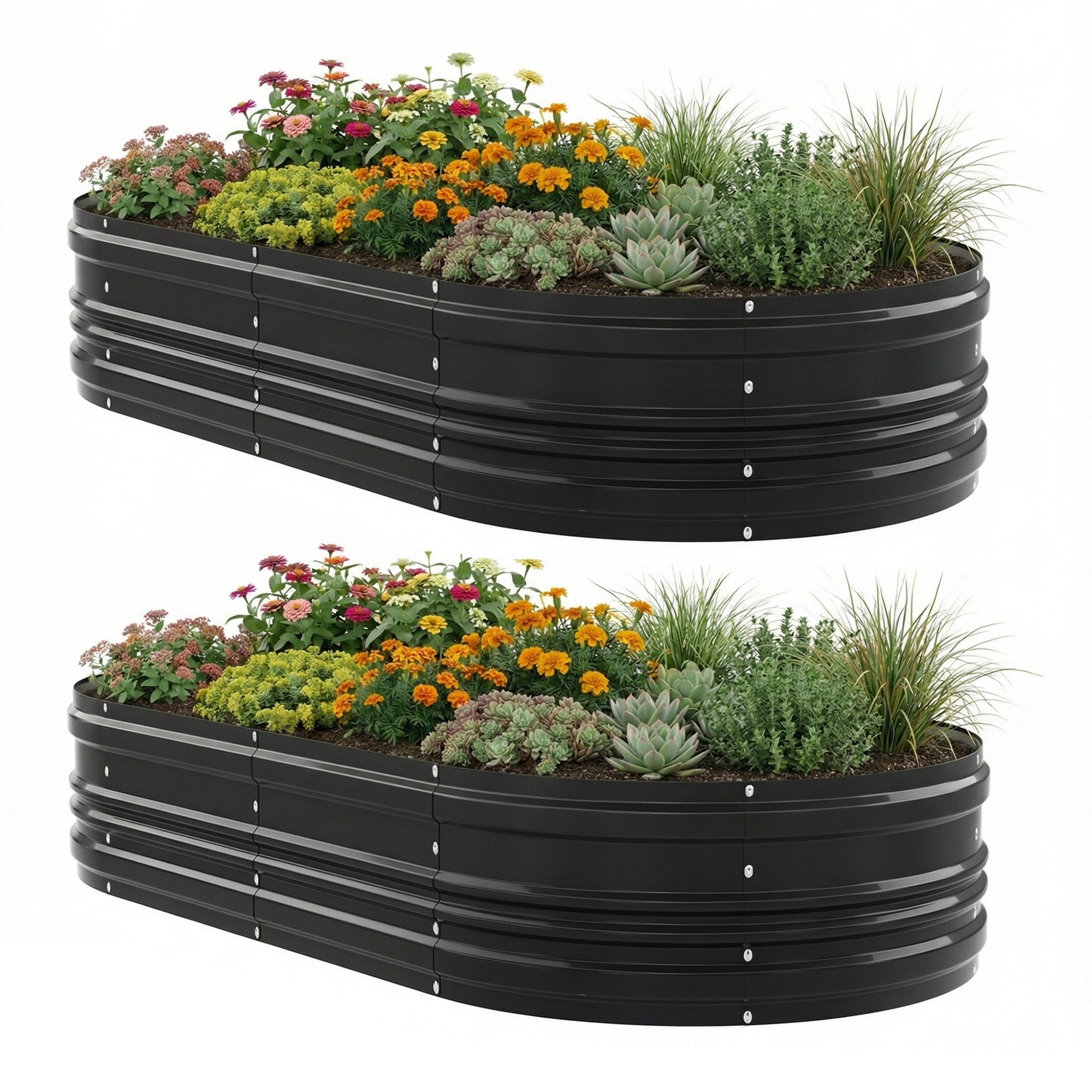 WORKPRO 2PK 8x4x1ft Outdoor Galvanized Raised Garden Bed, Easy Assembly Planter Raised Beds for Vegetable, Flowers, Herbs