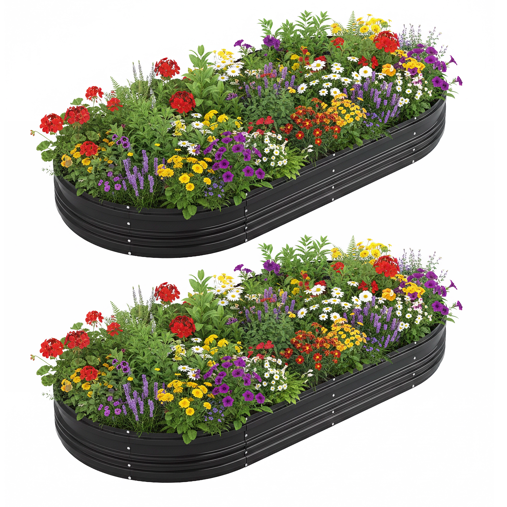WORKPRO 2PK 8x4x1ft Outdoor Galvanized Raised Garden Bed, Easy Assembly Planter Raised Beds for Vegetable, Flowers, Herbs, Black