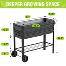 WORKPRO 37in Outdoor Galvanized Raised Garden Bed with Legs and Wheels, Green