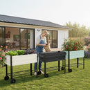 WORKPRO 37in Outdoor Galvanized Raised Garden Bed with Legs and Wheels, White